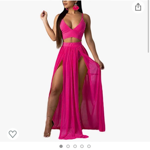 Two piece maxi skirt set with crop top - Picture 2 of 3